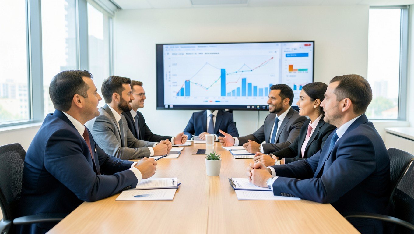 Ejecutivos en reunión estratégica — consultoría para PYMES
